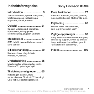 Brugsanvisning Sony Ericsson K530i Mobiltelefon