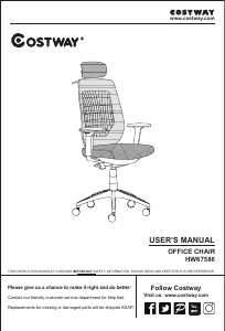 Manual Costway HW67586A Office Chair