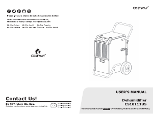 Manual Costway ES10111US-GRA Dehumidifier