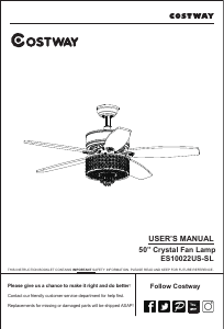 Manual Costway ES10022US-SLA Ceiling Fan