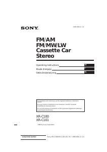 Mode d’emploi Sony XR-C100 Autoradio