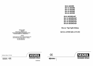 Kullanım kılavuzu Vestel SX-15 Adore Klima