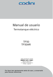 Manual de uso Codini TF50 Calentador de agua