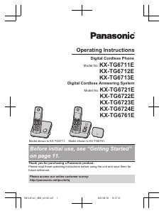 Manual Panasonic KX-TG6712E Wireless Phone