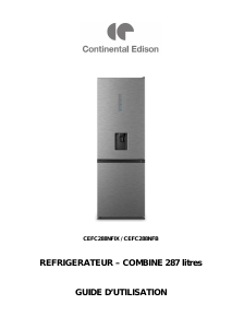 Mode d’emploi Continental Edison CEFC288NFIX Réfrigérateur combiné