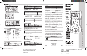 Manual de uso Klein Tools MM200 Multímetro