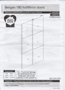 Manual Heart of House 247/3591 Bergen 180 Closet Door