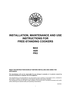 Manual Bertazzoni PRO105I3EXT Range