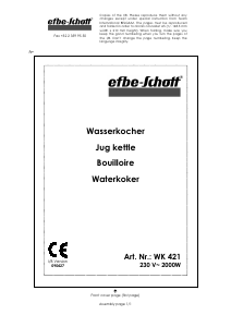 Handleiding Efbe-Schott WK 421 Waterkoker