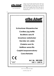 Handleiding Efbe-Schott WK 850 Waterkoker