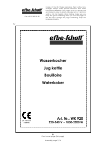 Handleiding Efbe-Schott WK 920 Waterkoker