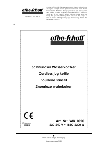 Mode d’emploi Efbe-Schott WK 1020 Bouilloire