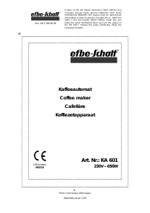 Mode d’emploi Efbe-Schott KA 601 Cafetière