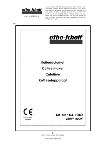 Mode d’emploi Efbe-Schott KA 1040 Cafetière