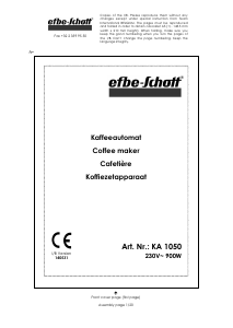 Mode d’emploi Efbe-Schott KA 1050 Cafetière