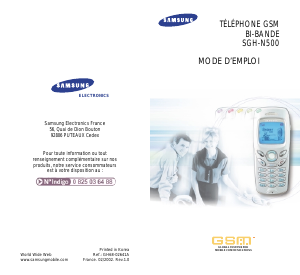Mode d’emploi Samsung SGH-N500 Téléphone portable