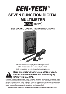 Manual Cen-Tech 98025 Multimeter