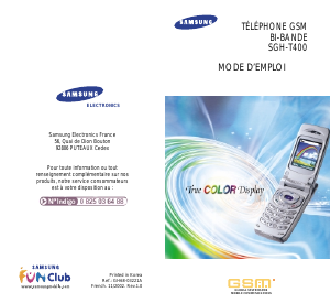 Mode d’emploi Samsung SGH-T400 Téléphone portable