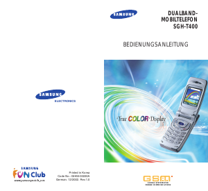 Bedienungsanleitung Samsung SGH-T400 Handy