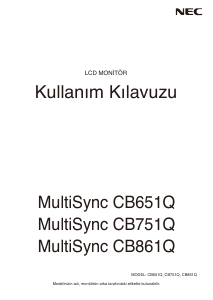 Kullanım kılavuzu NEC MultiSync CB861Q LCD ekran
