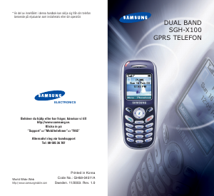 Bruksanvisning Samsung SGH-X100 Mobiltelefon