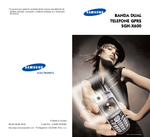 Manual Samsung SGH-X600 Telefone celular