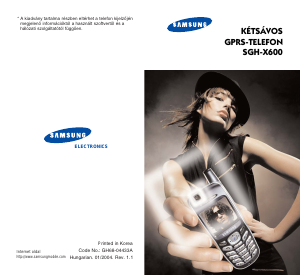 Használati útmutató Samsung SGH-X600 Mobiltelefon