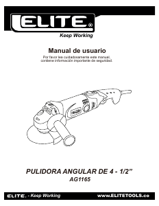 Manual de uso Elite AG1165 Amoladora angular