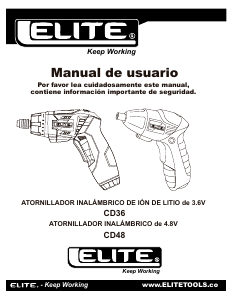 Manual de uso Elite CD36 Atornillador