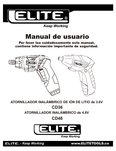 Manual de uso Elite CD48 Atornillador