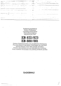 Mode d’emploi Gaggenau EB872100 Four