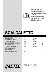 Manuale Imetec N1701 Coprimaterasso elettrico