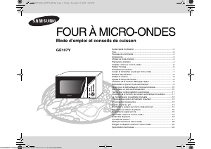 Mode d’emploi Samsung GE107Y Micro-onde