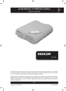 Manuál Sencor SUB 190 Elektrická deka