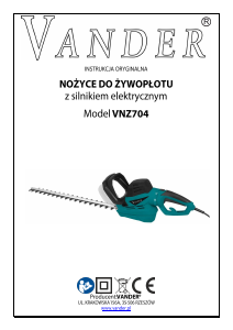 Instrukcja Vander VNZ704 Nożyce do żywopłotu