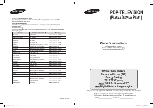 Manual Samsung PS-50Q96HC Plasma Television