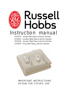 Manual Russell Hobbs RHDEB Electric Blanket