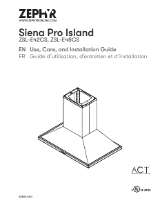 Mode d’emploi Zephyr ZSL-E48CS Siena Pro Island Hotte aspirante