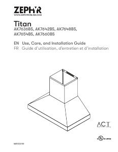 Manual Zephyr AK7636BS Titan Island Cooker Hood