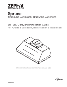 Manual Zephyr AK9840BS Spruce Cooker Hood