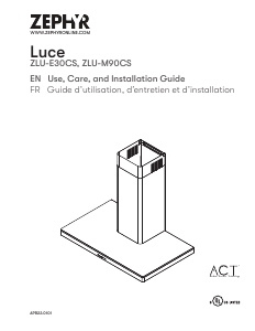 Mode d’emploi Zephyr ZLU-M90CS Luce Hotte aspirante