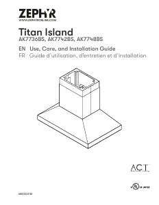 Manual Zephyr AK7742BS Titan Island Cooker Hood