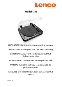 Manual Lenco L-85 Grey Turntable