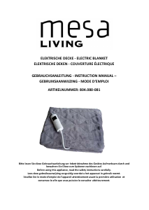 Manual Mesa Living 804.080 Electric Blanket