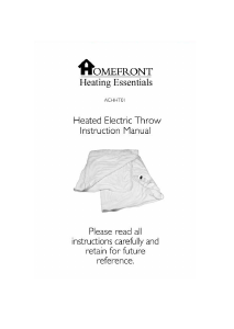 Manual Homefront ACHHT01 Electric Blanket