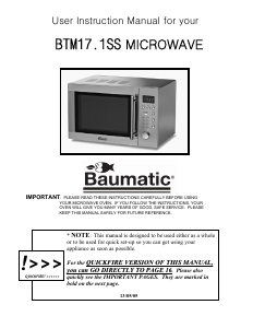 Manual Baumatic BTM17.1SS Microwave