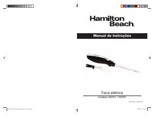 Manual Hamilton Beach 25261 Faca elétrica