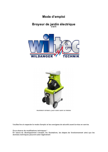 Mode d’emploi Wiltec 61075 Broyeur à végétaux