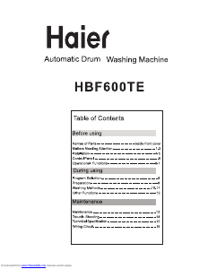 Manual Haier HBF600TE Washing Machine