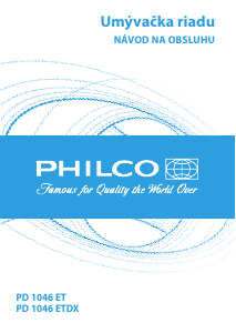 Návod Philco PD 1046 ETDX Umývačka riadu